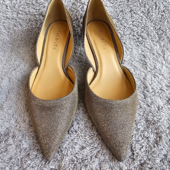 Talbots Women Metallic Iridescent D'Orsay Pointed Toe Pump Heels Size 7.5 Silver - Picture 2 of 7